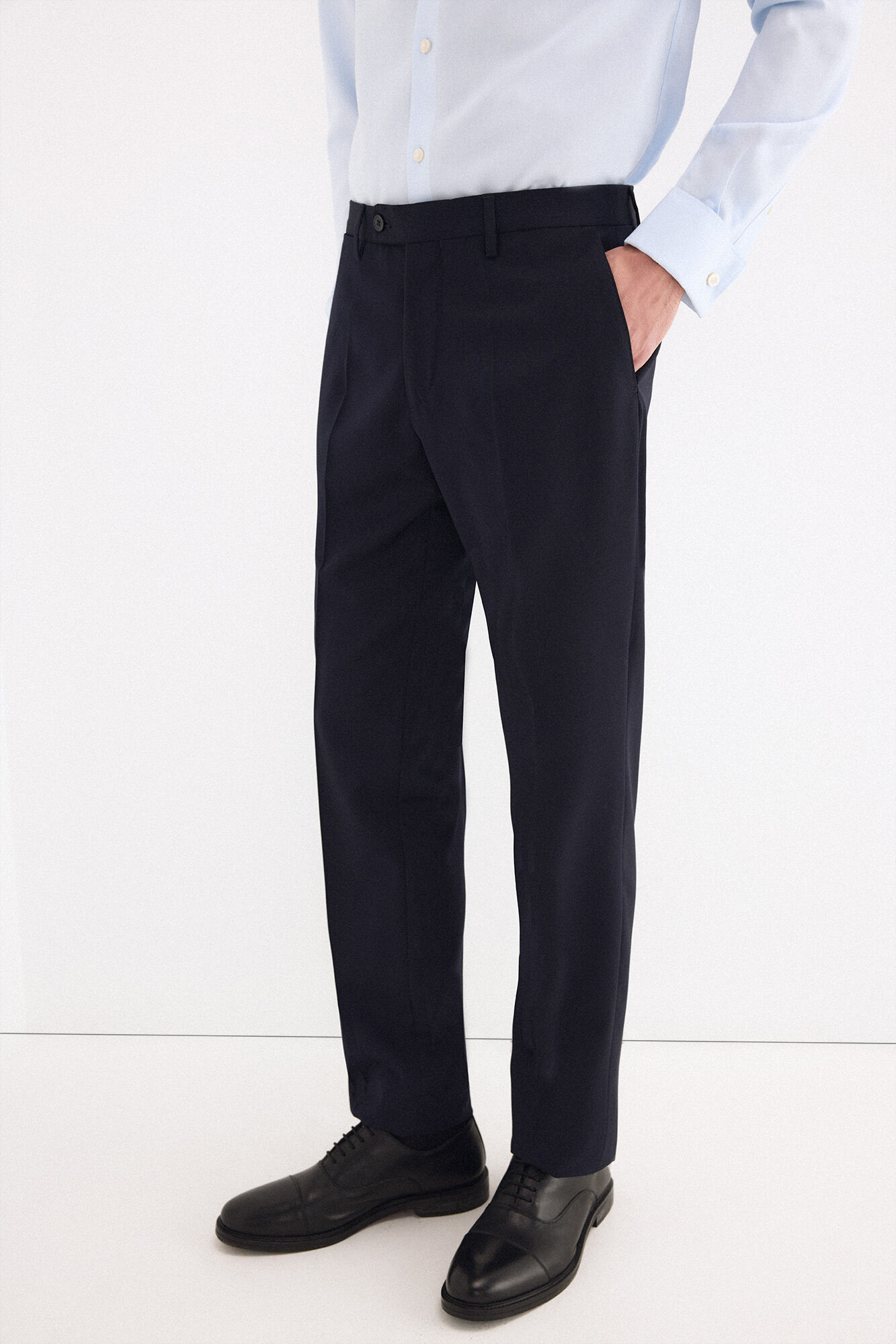 Pedro del Hierro Plain bi-stretch tailored trousers Blue