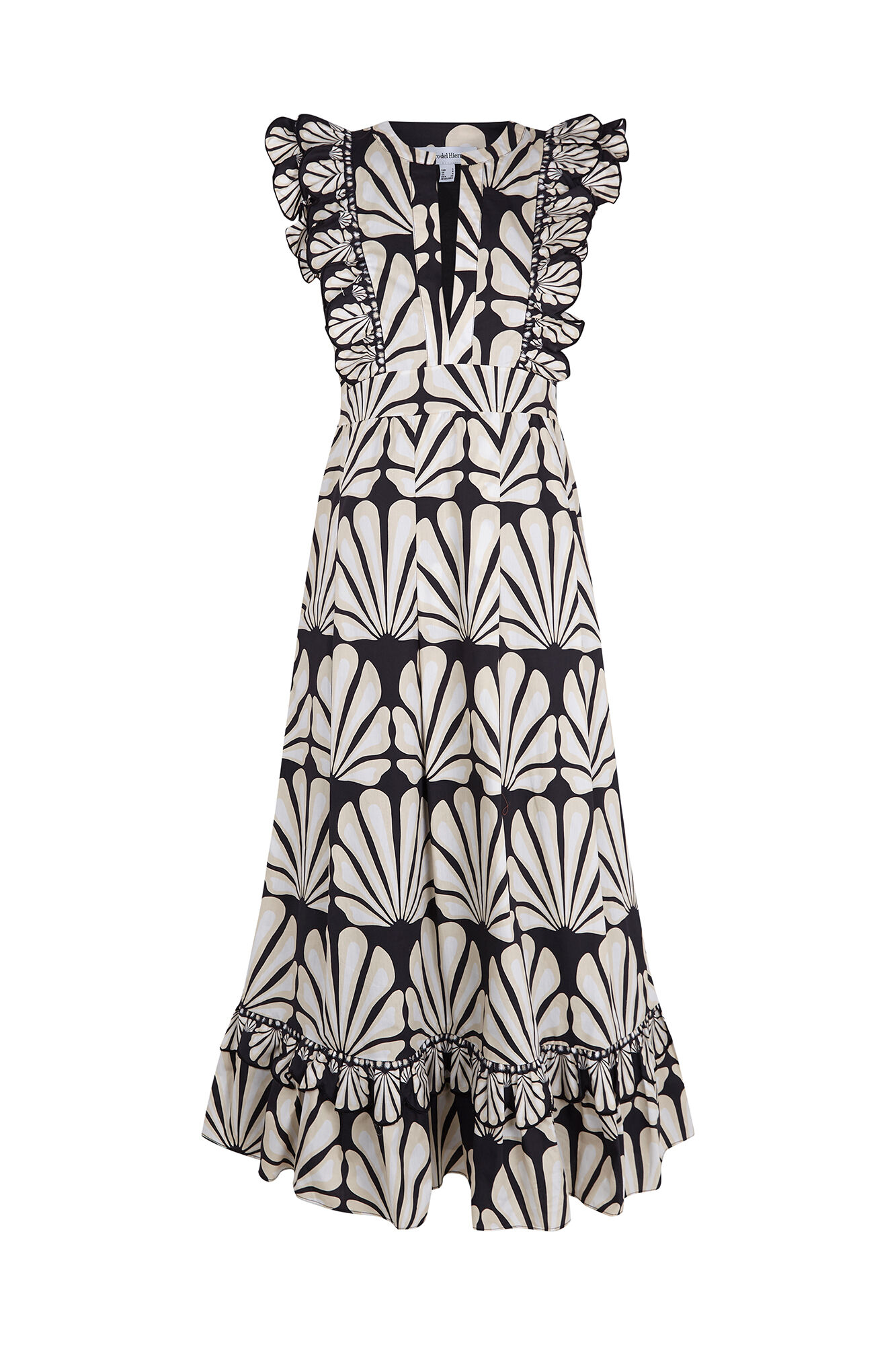 Pedro del Hierro Cotton ruffle dress Beige