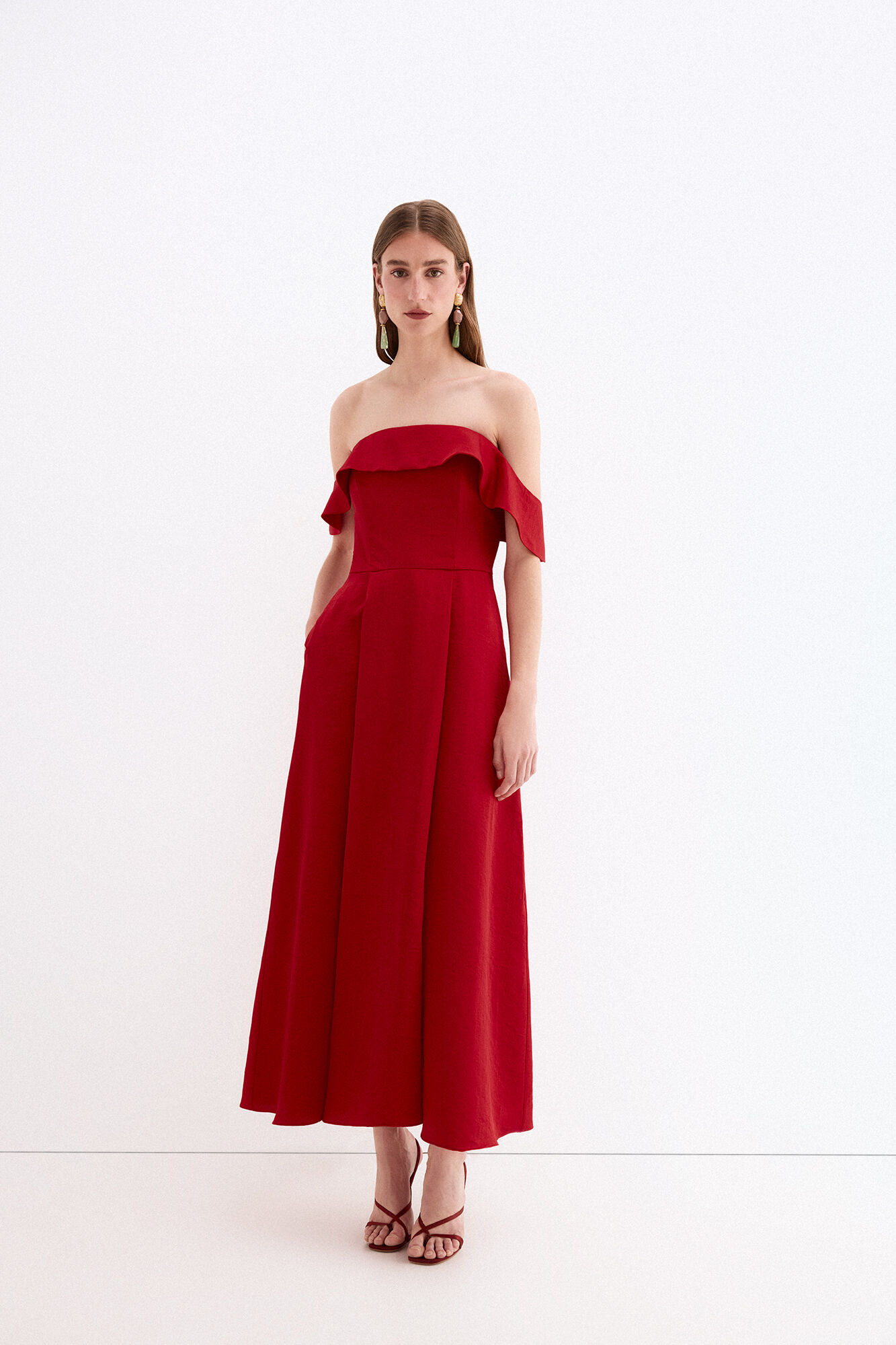 Pedro del Hierro Structured fabric midi dress Red