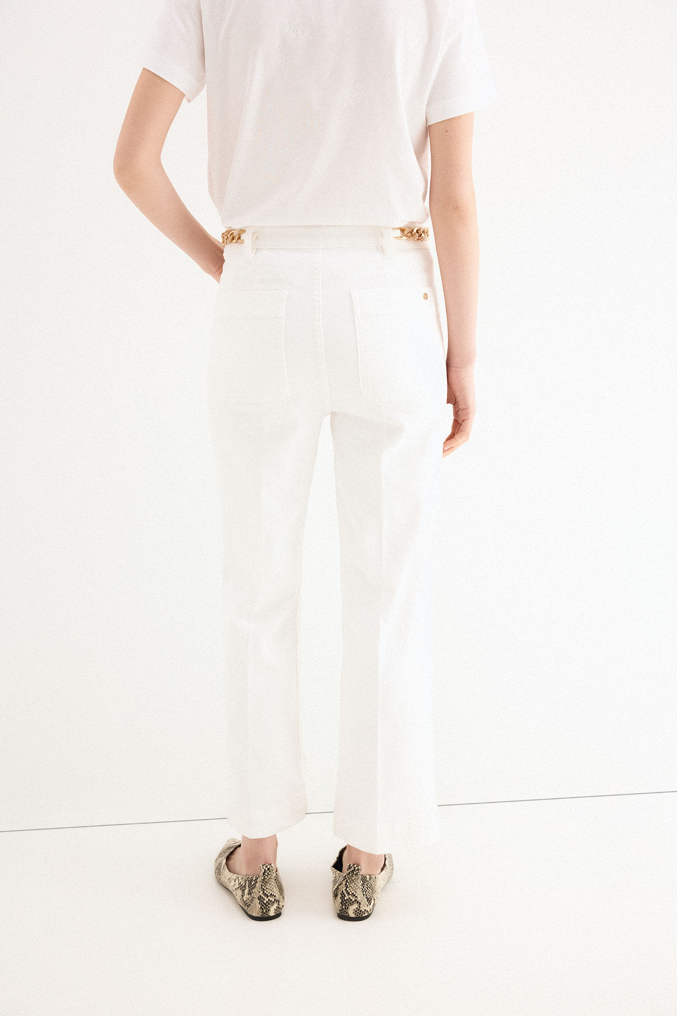 Pedro del Hierro Jeans cano reto cropped Branco