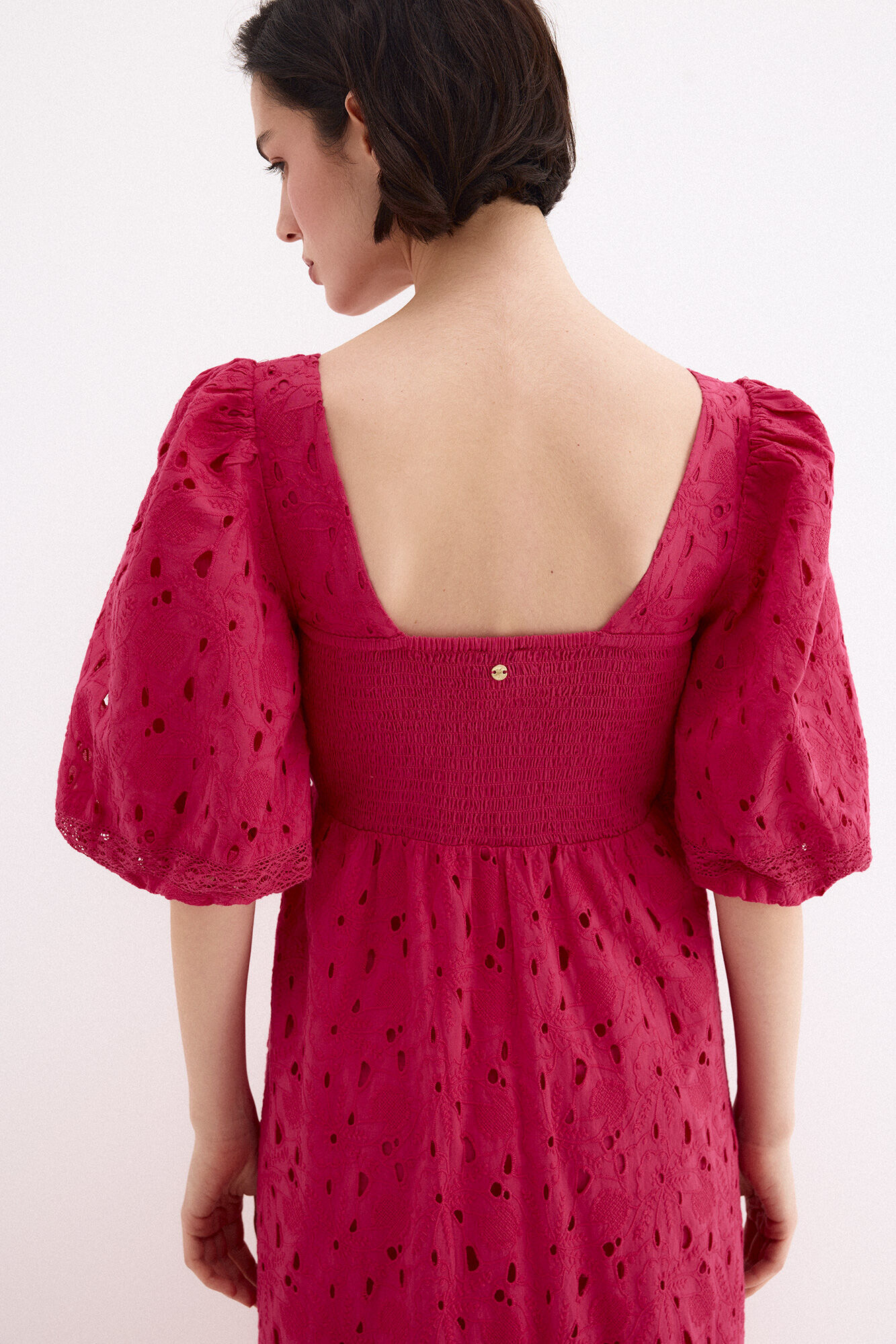 Pedro del Hierro Embroidered cotton dress Pink