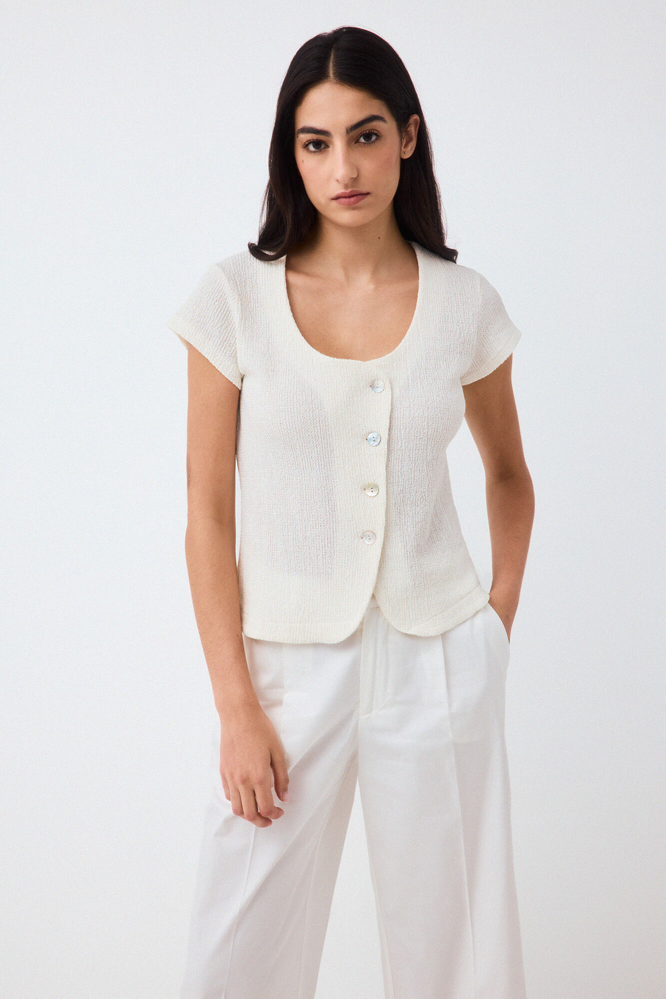 Pedro del Hierro Camiseta r&uacute;stica botones