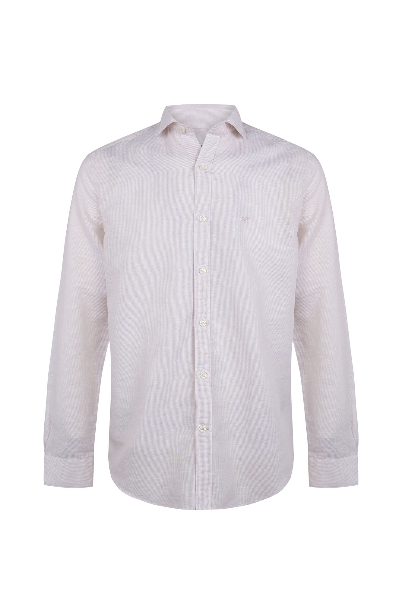 Pedro del Hierro Linen striped easy-iron dress shirt Beige