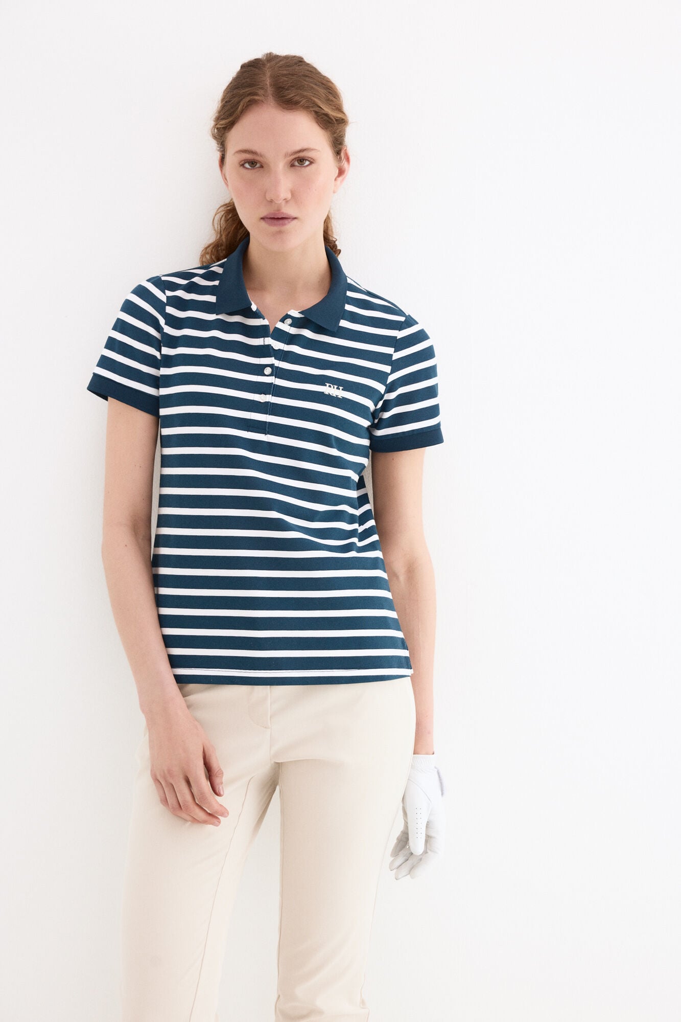Pedro del Hierro Striped short sleeve polo shirt Blue