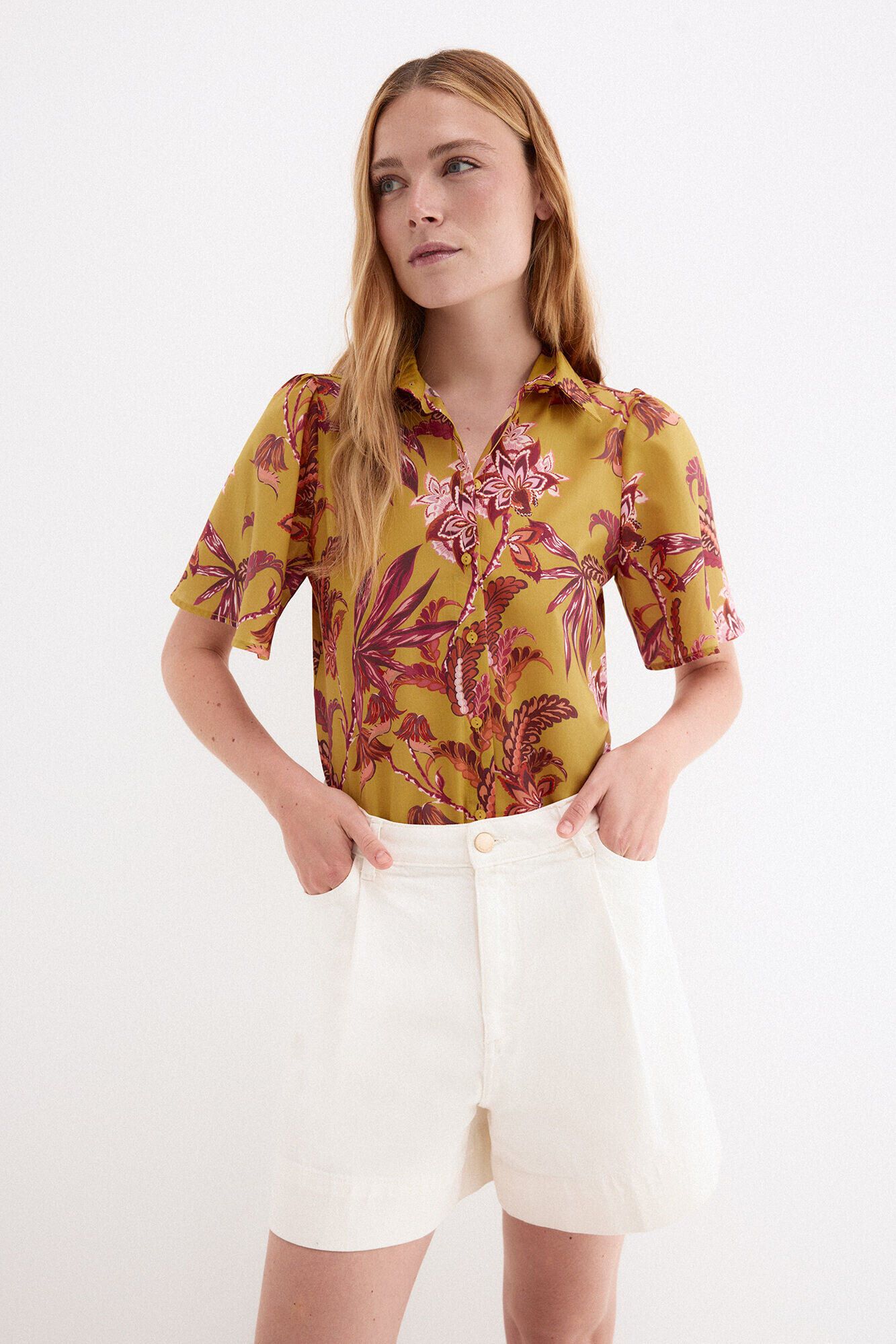 Pedro del Hierro Camisa estampada de manga curta Amarelo