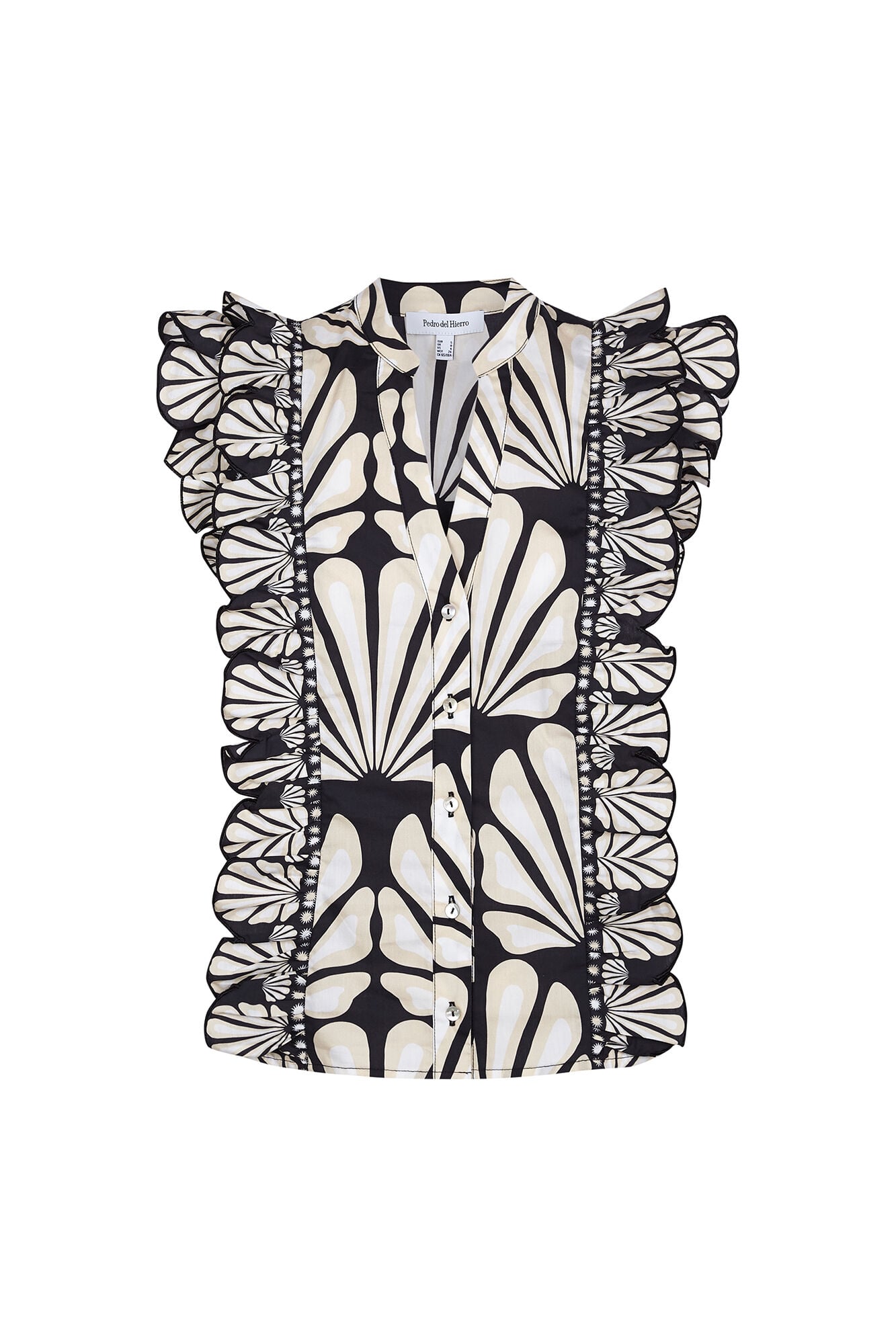 Pedro del Hierro Two-tone print blouse Beige