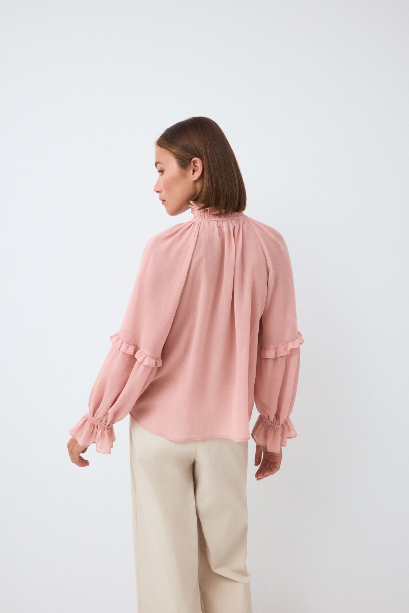 Pedro del Hierro Blusa fluida com folhos Rosa