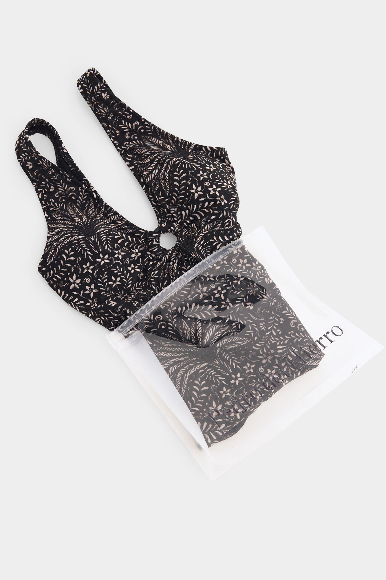 Pedro del Hierro Fato de banho estampado tropical Preto