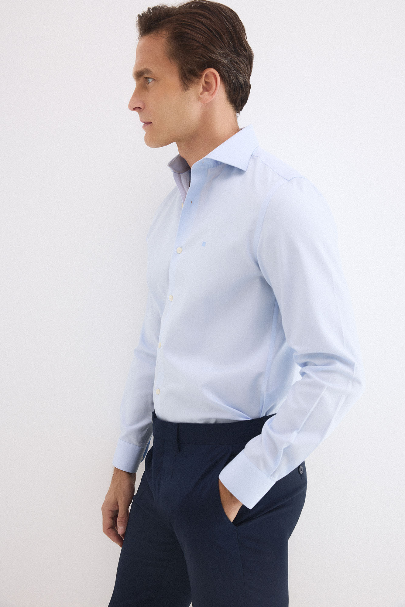 Pedro del Hierro Camisa de vestir lisa n&atilde;o engomar antimanchas Azul