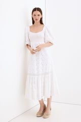 Pedro del Hierro Embroidered cotton dress White
