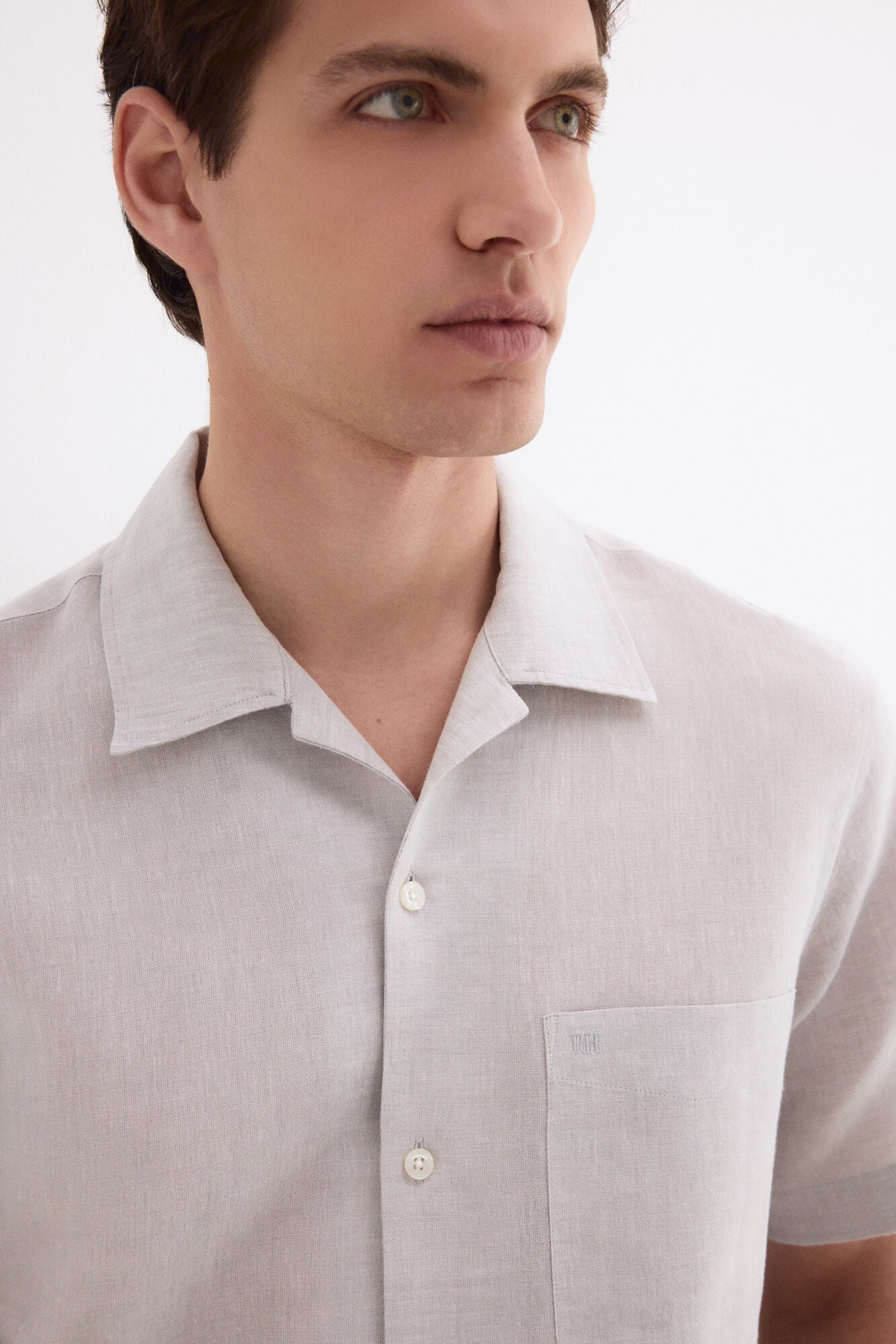 Pedro del Hierro Linen cotton short sleeve shirt Grey