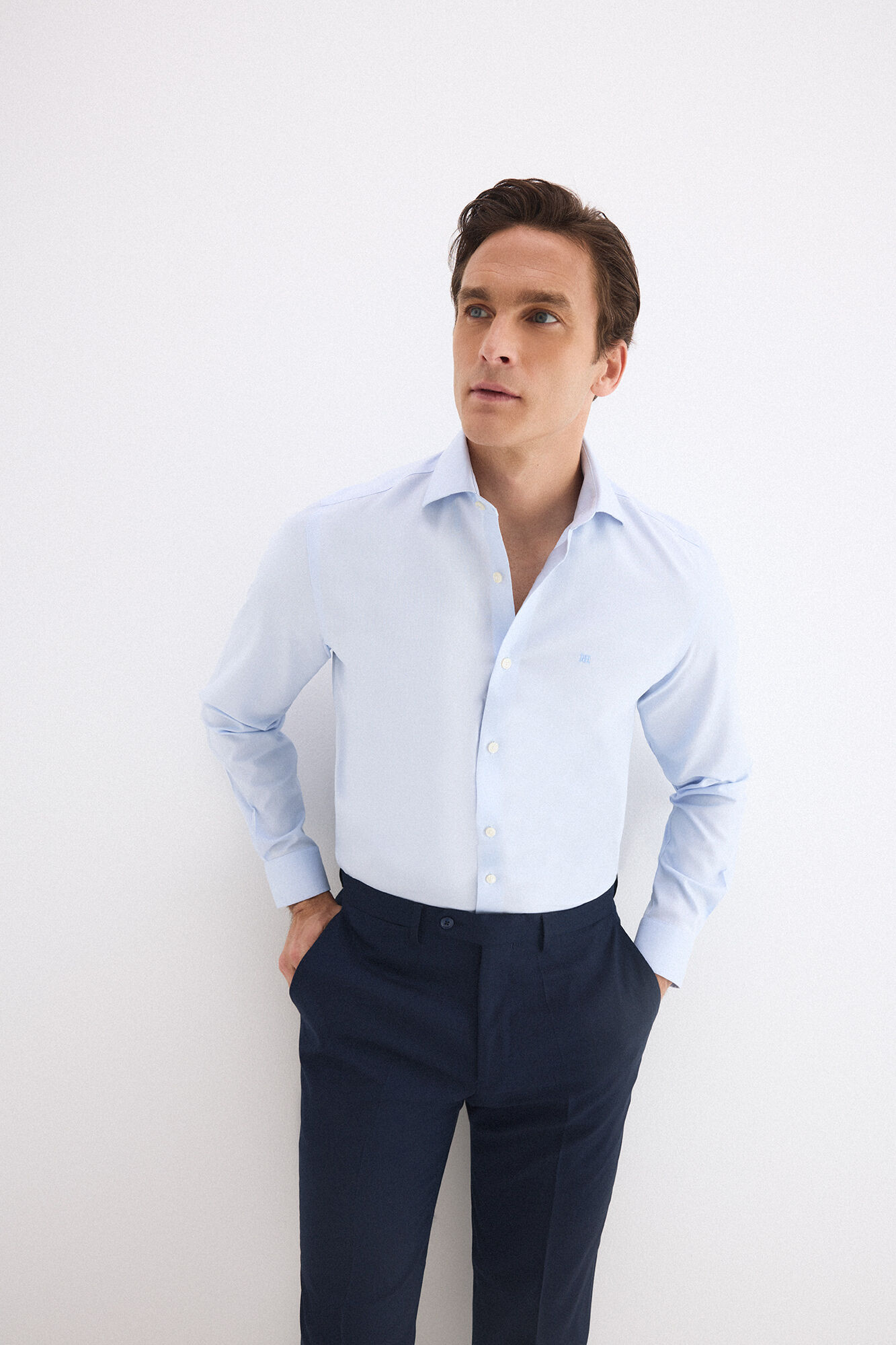 Pedro del Hierro Camisa de vestir lisa n&atilde;o engomar antimanchas Azul