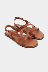 Pedro del Hierro Leather strap sandal Brown