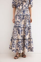 TFP by Tamara Falc&oacute; Printed tiered skirt Ecru