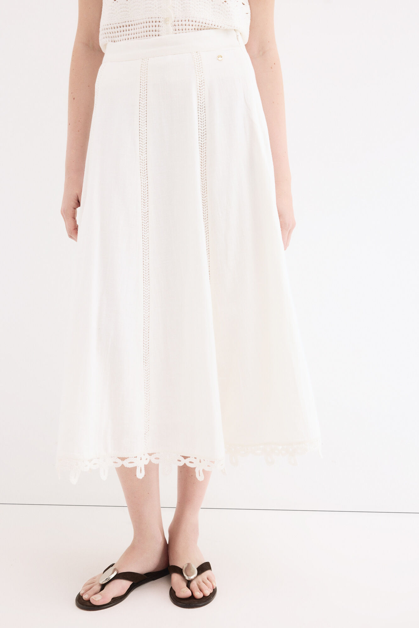 Pedro del Hierro Crochet detail midi skirt