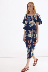 Pedro del Hierro Embroidered sarong-effect skirt Blue