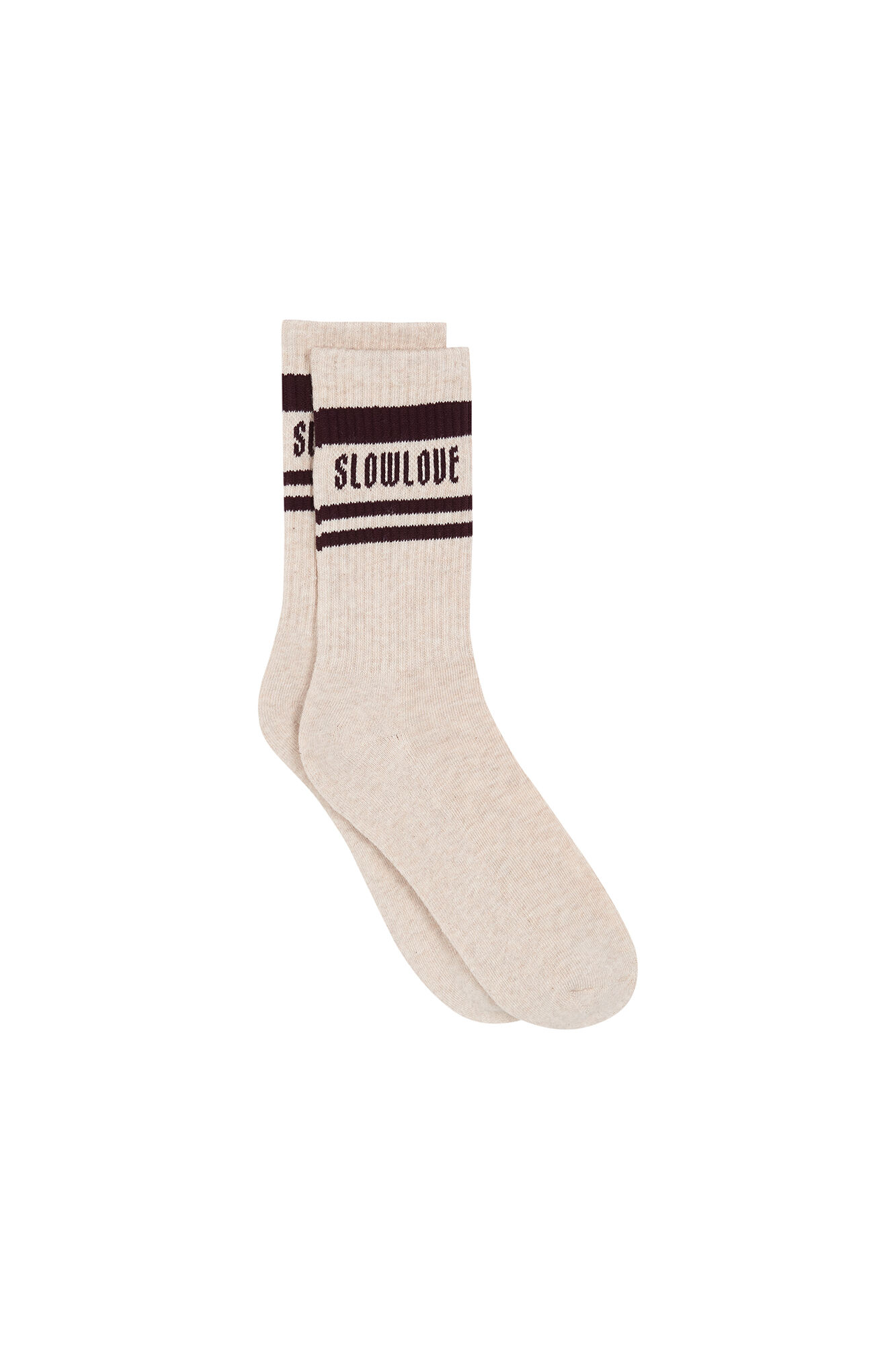Slowlove Striped logo socks Printed white