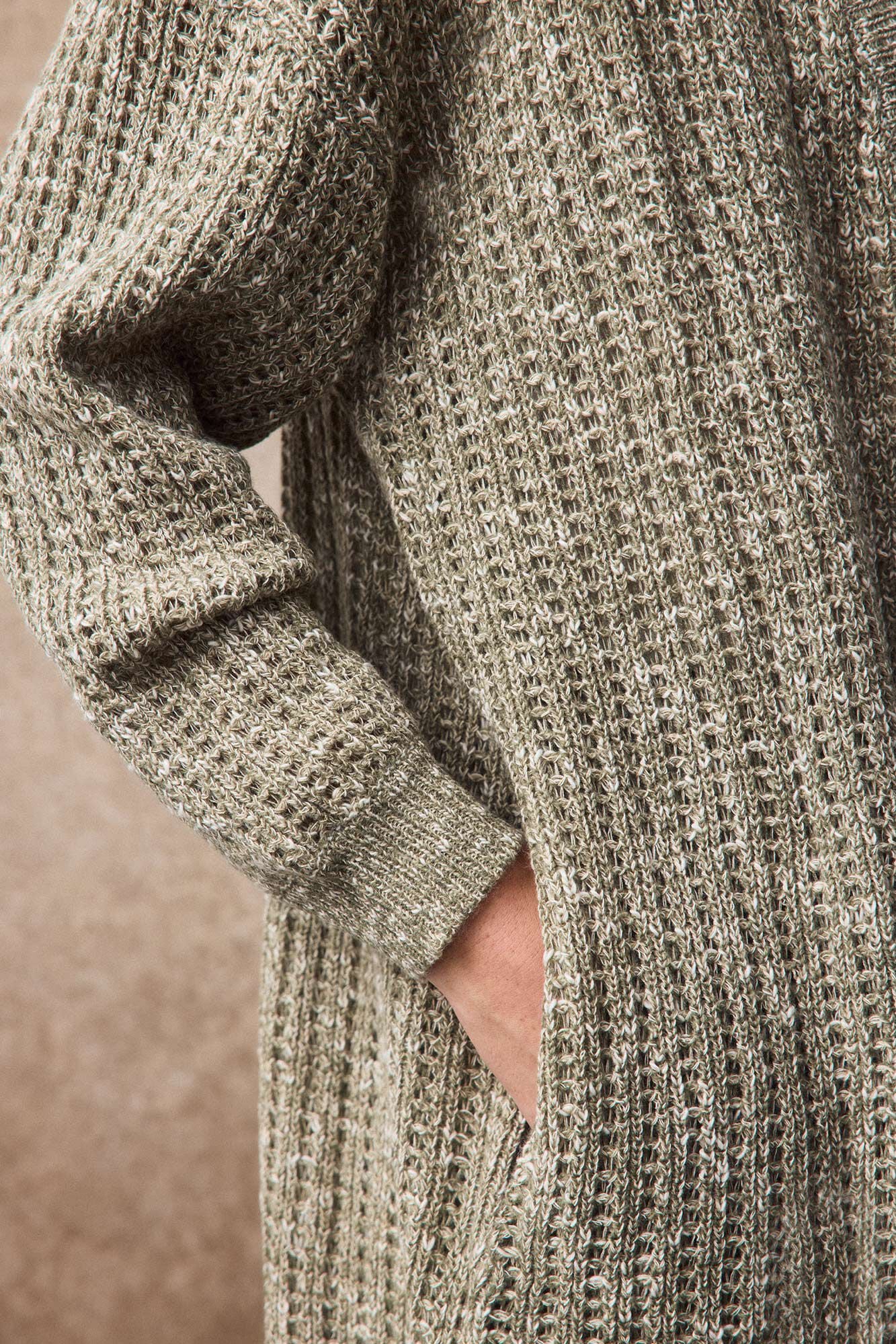 Slowlove Chaqueta punto jaspeado Kaki