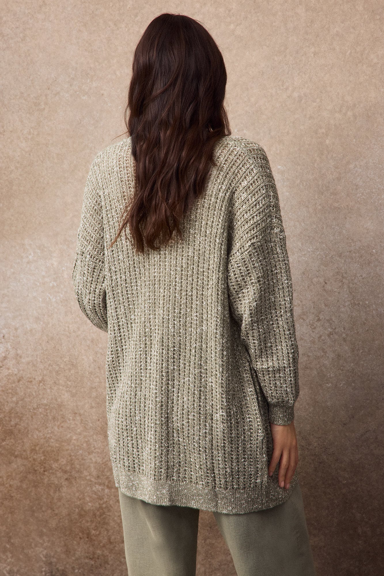 Slowlove Chaqueta punto jaspeado Kaki