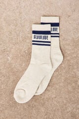 Slowlove Striped logo socks Printed blue