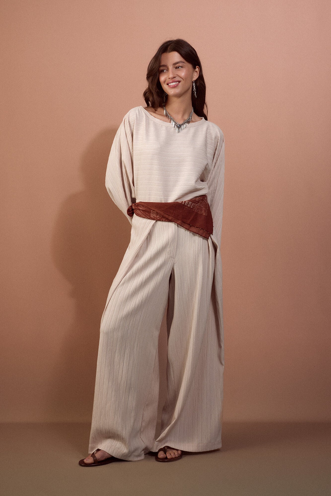 Slowlove Wide openwork knit trousers