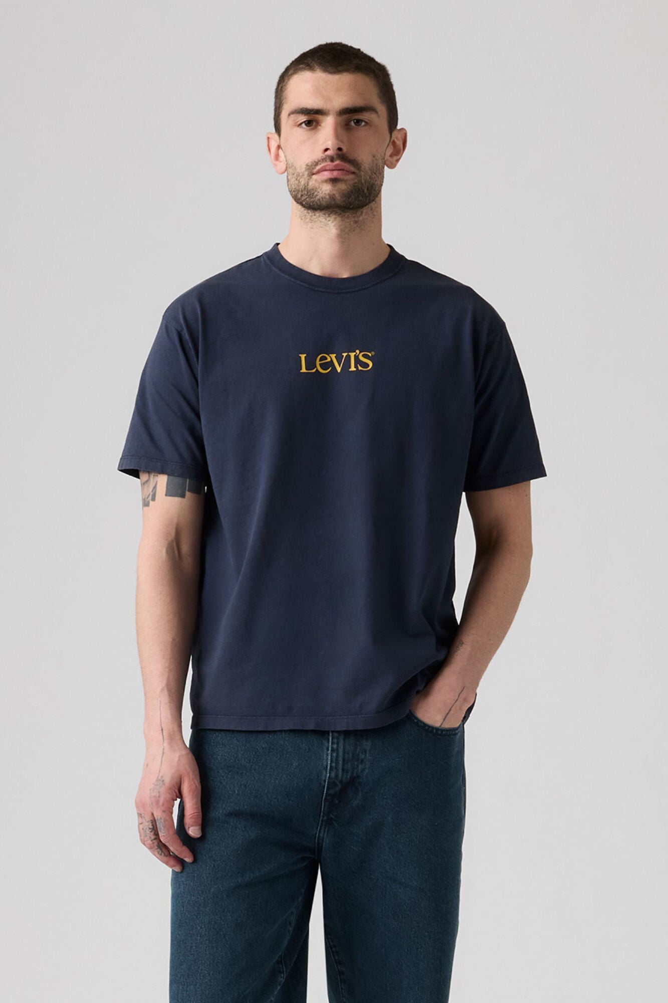Levi's T-shirt logo manga curta azul